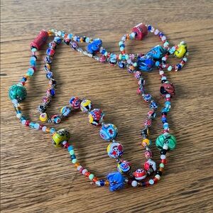 Vintage Murano Venetian Millefiori Colorful Glass Beaded Necklaces